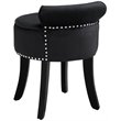 Posh Living Alena Tufted Velvet Vanity Stool with Nailhead Trim in Black