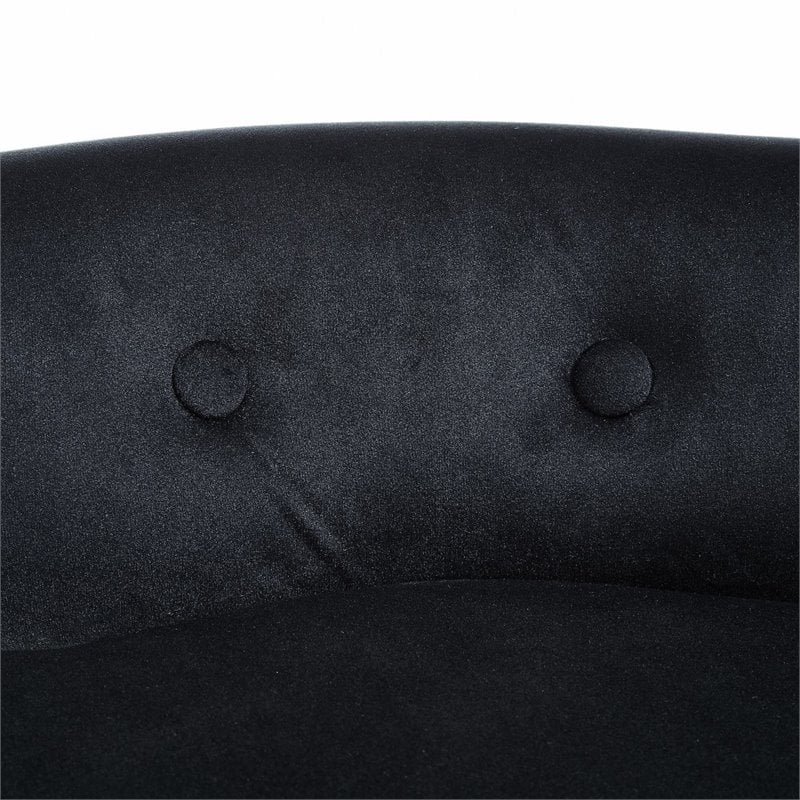 Posh Living Alena Tufted Velvet Vanity Stool with Nailhead Trim in Black