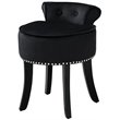 Posh Living Alena Tufted Velvet Vanity Stool with Nailhead Trim in Black