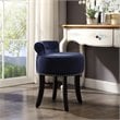 Posh Living Alena Tufted Velvet Vanity Stool with Nailhead Trim in Navy Blue