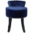 Posh Living Alena Tufted Velvet Vanity Stool with Nailhead Trim in Navy Blue