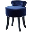 Posh Living Alena Tufted Velvet Vanity Stool with Nailhead Trim in Navy Blue