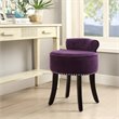 Posh Living Alena Tufted Velvet Vanity Stool with Nailhead Trim in Plum
