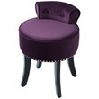 Posh Living Alena Tufted Velvet Vanity Stool with Nailhead Trim in Plum