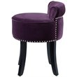 Posh Living Alena Tufted Velvet Vanity Stool with Nailhead Trim in Plum