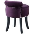 Posh Living Alena Tufted Velvet Vanity Stool with Nailhead Trim in Plum