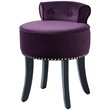 Posh Living Alena Tufted Velvet Vanity Stool with Nailhead Trim in Plum