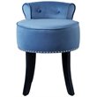 Posh Living Alena Tufted Velvet Vanity Stool with Nailhead Trim in Blue