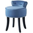 Posh Living Alena Tufted Velvet Vanity Stool with Nailhead Trim in Blue