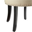 Posh Alena Tufted Linen Fabric Vanity Stool with Nailhead Trim in Beige