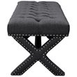 Posh Living Kennedy Tufted Linen Fabric Bench with Nailhead Trim in Dark Gray