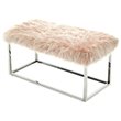 Posh Living Joseph Faux Fur Fabric Bench in Pink/Chrome