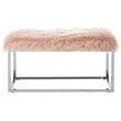 Posh Living Joseph Faux Fur Fabric Bench in Pink/Chrome