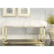 Posh Living Joseph Faux Fur Fabric Bench in White/Gold
