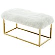 Posh Living Joseph Faux Fur Fabric Bench in White/Gold