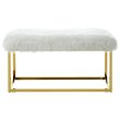 Posh Living Joseph Faux Fur Fabric Bench in White/Gold