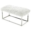 Posh Living Joseph Faux Fur Fabric Bench in White/Chrome