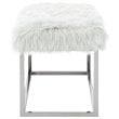 Posh Living Joseph Faux Fur Fabric Bench in White/Chrome