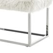 Posh Living Joseph Faux Fur Fabric Bench in White/Chrome