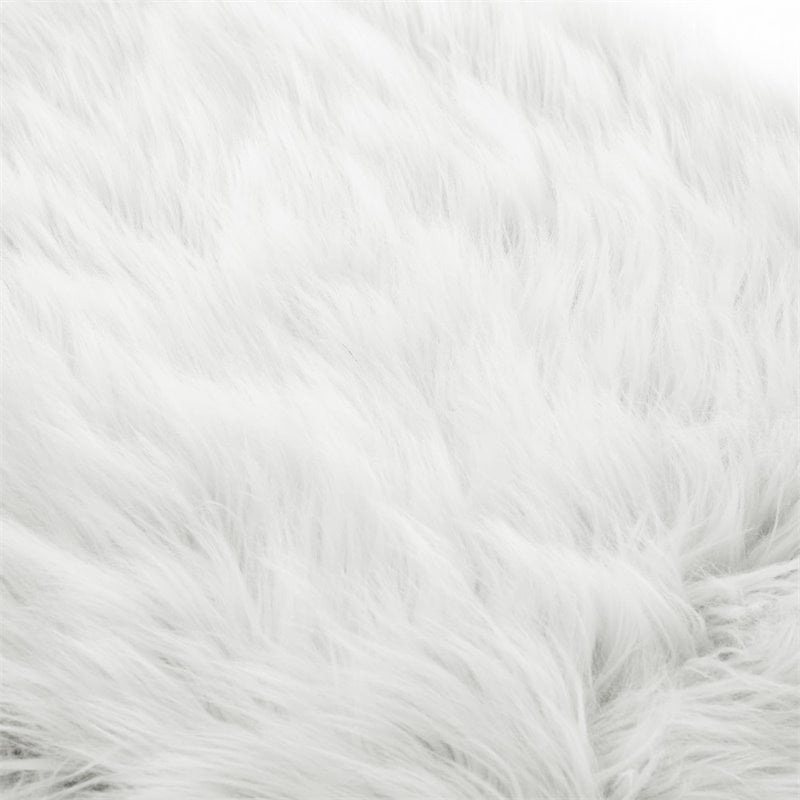 Posh Living Joseph Faux Fur Fabric Bench in White/Chrome