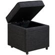 Posh Living Ruby Tufted Linen Fabric Cube Storage Ottoman with Casters in Black