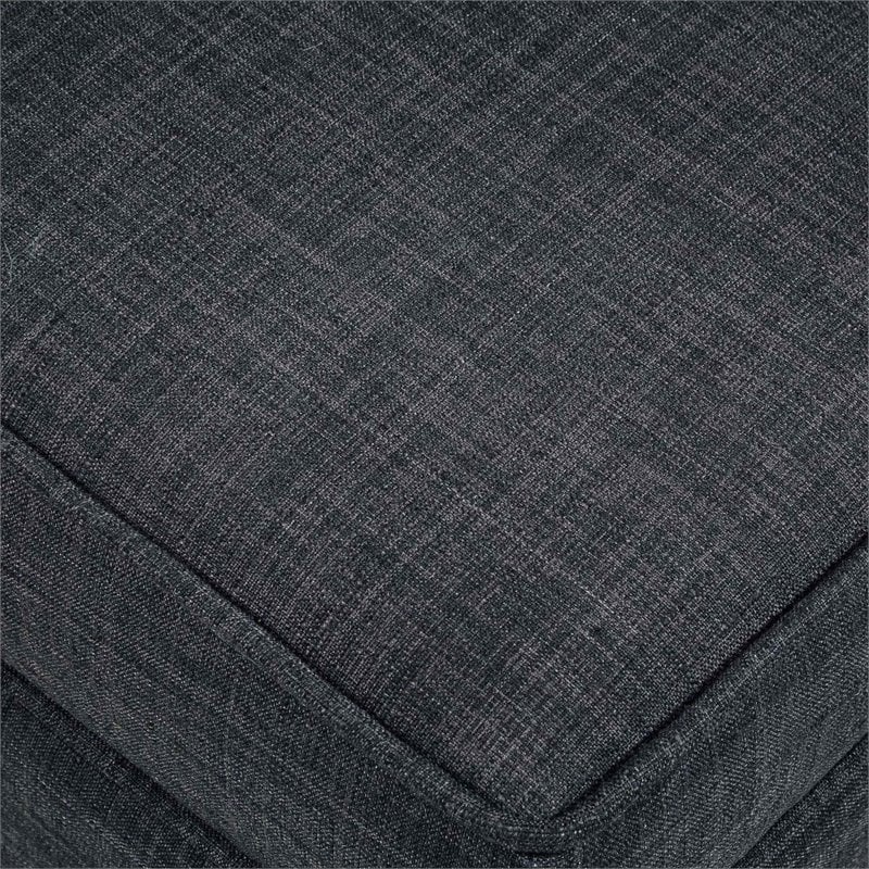 Posh Living Ruby Tufted Linen Fabric Cube Storage Ottoman with Casters in Black