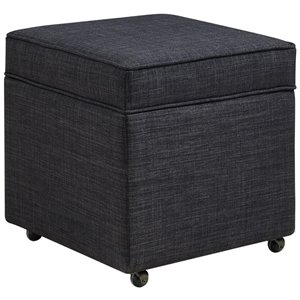posh living ruby linen cube storage ottoman with casters
