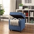 Posh Living Ruby Tufted Linen Fabric Cube Storage Ottoman with Casters in Blue