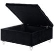 Posh Living Joshua Velvet Square Storage Ottoman with Lucite Legs in Black