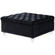 Posh Living Joshua Velvet Square Storage Ottoman with Lucite Legs in Black