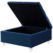 Posh Living Joshua Velvet Square Storage Ottoman with Lucite Legs in Blue
