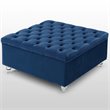 Posh Living Joshua Velvet Square Storage Ottoman with Lucite Legs in Blue