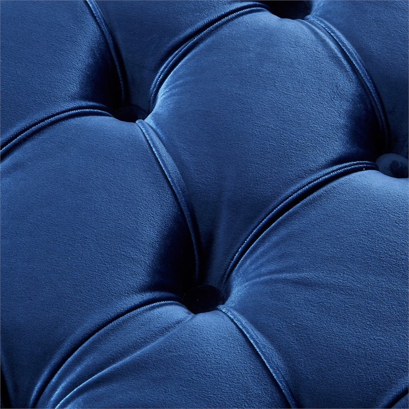 Posh Living Joshua Velvet Square Storage Ottoman with Lucite Legs in Blue