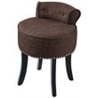 Posh Alena Tufted Linen Fabric Vanity Stool with Nailhead Trim in Brown