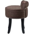 Posh Alena Tufted Linen Fabric Vanity Stool with Nailhead Trim in Brown