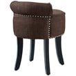 Posh Alena Tufted Linen Fabric Vanity Stool with Nailhead Trim in Brown
