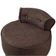 Posh Alena Tufted Linen Fabric Vanity Stool with Nailhead Trim in Brown
