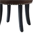 Posh Alena Tufted Linen Fabric Vanity Stool with Nailhead Trim in Brown