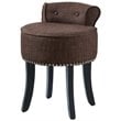 Posh Alena Tufted Linen Fabric Vanity Stool with Nailhead Trim in Brown