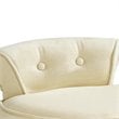 Posh Alena Tufted Linen Fabric Vanity Stool with Nailhead Trim in Cream/White