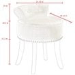 Posh Alena Tufted Linen Fabric Vanity Stool with Nailhead Trim in Cream/White
