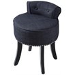 Posh Alena Tufted Linen Fabric Vanity Stool with Nailhead Trim in Dark Gray