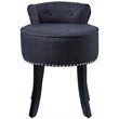 Posh Alena Tufted Linen Fabric Vanity Stool with Nailhead Trim in Dark Gray