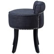 Posh Alena Tufted Linen Fabric Vanity Stool with Nailhead Trim in Dark Gray