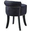 Posh Alena Tufted Linen Fabric Vanity Stool with Nailhead Trim in Dark Gray