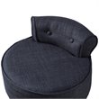Posh Alena Tufted Linen Fabric Vanity Stool with Nailhead Trim in Dark Gray