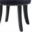 Posh Alena Tufted Linen Fabric Vanity Stool with Nailhead Trim in Dark Gray