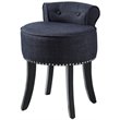 Posh Alena Tufted Linen Fabric Vanity Stool with Nailhead Trim in Dark Gray