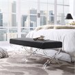 Posh Living Brayden Velvet Upholstered Bench with Acrylic X-Legs in Black