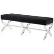 Posh Living Brayden Velvet Upholstered Bench with Acrylic X-Legs in Black